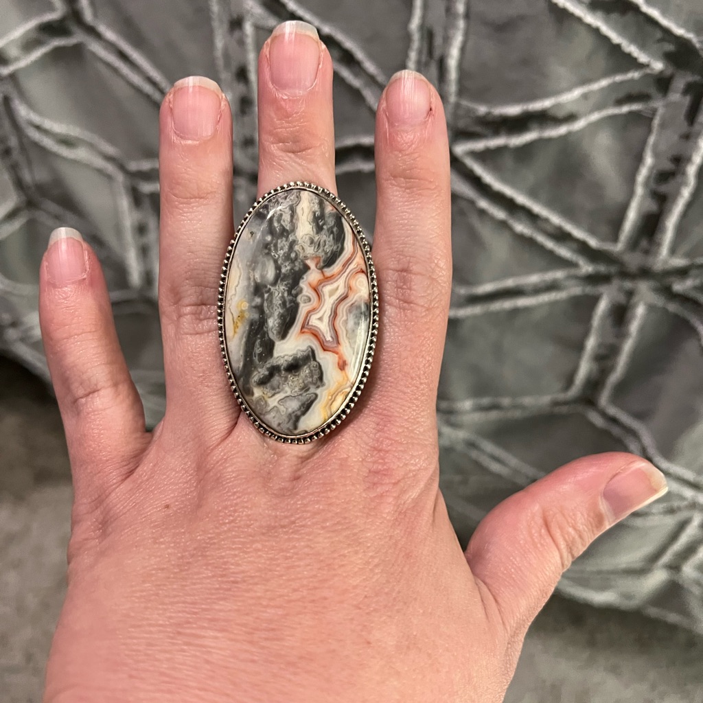 Sterling Silver Lace Agate Ring